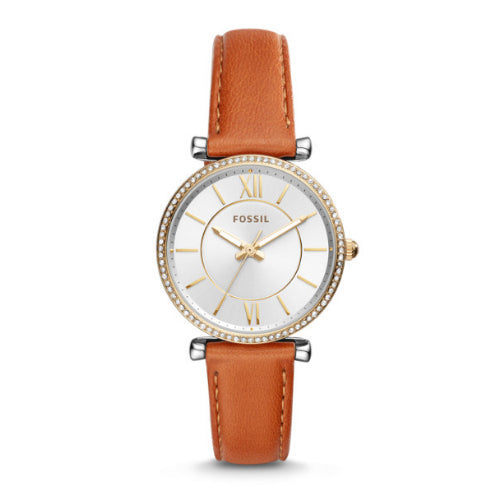 Fossil Es4344 Carlie Three Hand Luggage Leather Watch