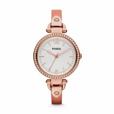 Fossil Es3237 Georgia Rose Gold-tone Steel Coral Bracelet Ladies Watch