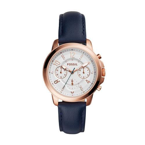 Fossil Es4030 Gwynn Chronograph Navy Leather Watch