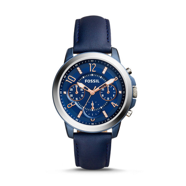 Fossil Es4131 Gwynn Chronograph Blue Leather Watch