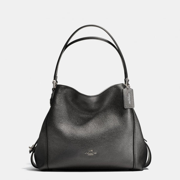 Coach F87399 Edie Shoulder Bag Metallic Graphite Balilene