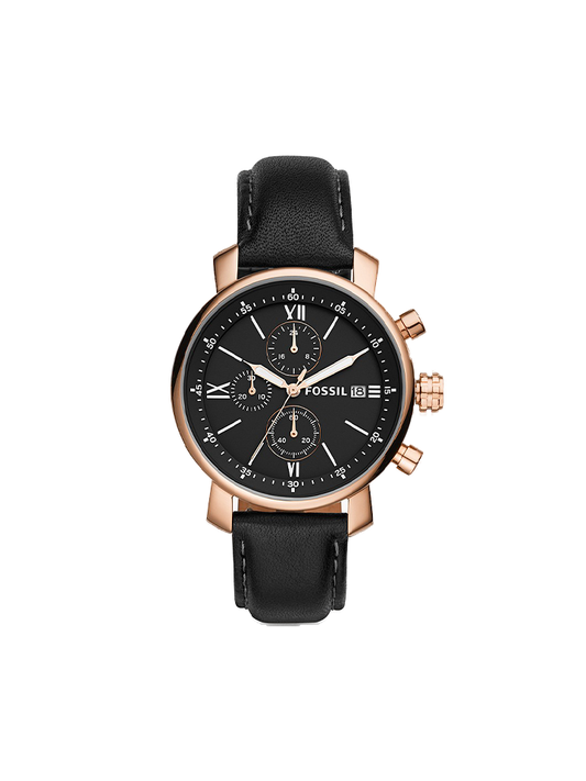 Fossil BQ1008 Rhett Chronograph Black Leather Watch