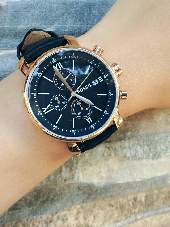 Fossil BQ1008 Rhett Chronograph Black Leather Watch