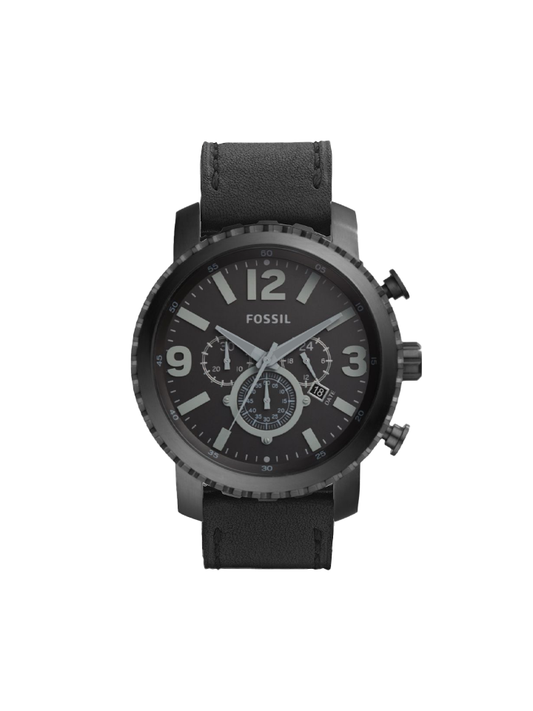 Fossil BQ1711 Gage Chronograph Black Leather Band Watch