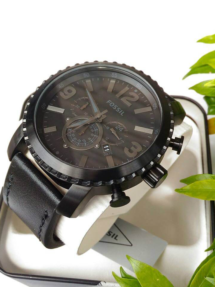 Jam Tangan Fossil BQ1711 Gage Chronograph Black Leather Band