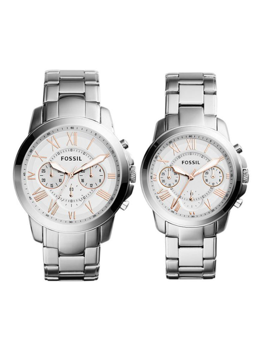 Fossil BQ2180SET Grant Chronograph Stainless Steel Watch Box Set