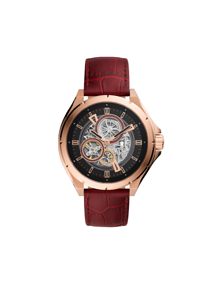 Fossil BQ2660 Evanston Automatic Red Leather Strap Watch