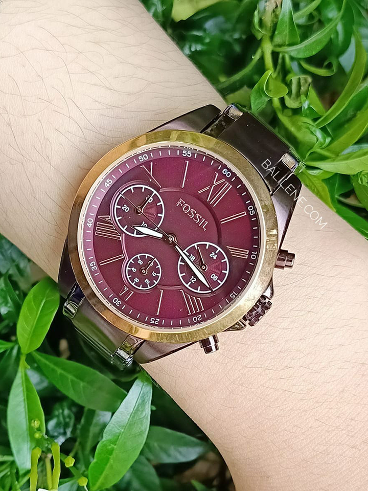 Fossil BQ3281 Modern Courier Midsize Chronograph Wine Stainless Steel Watch