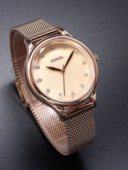 Fossil BQ3392 Laney Three-hand Rose Gold Tone Watch