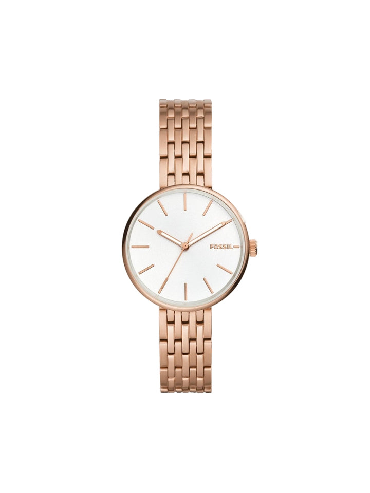 Fossil BQ3463 Hutton Three-Hand Rose Gold-Tone Stainless Steel Watch