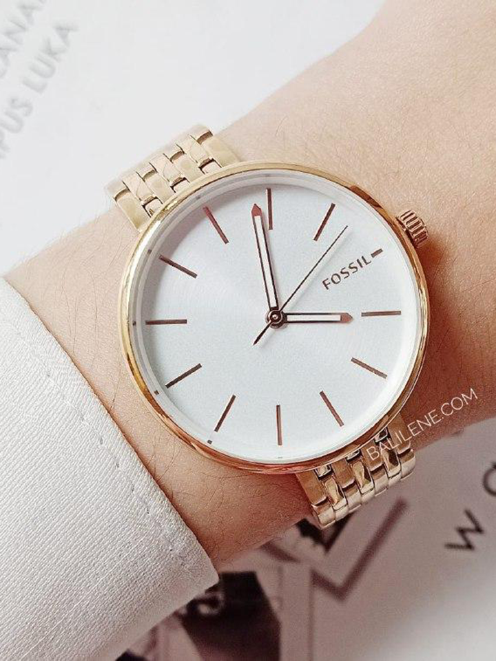 Fossil BQ3463 Hutton Three-Hand Rose Gold-Tone Stainless Steel Watch