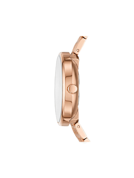 Fossil BQ3463 Hutton Three-Hand Rose Gold-Tone Stainless Steel Watch