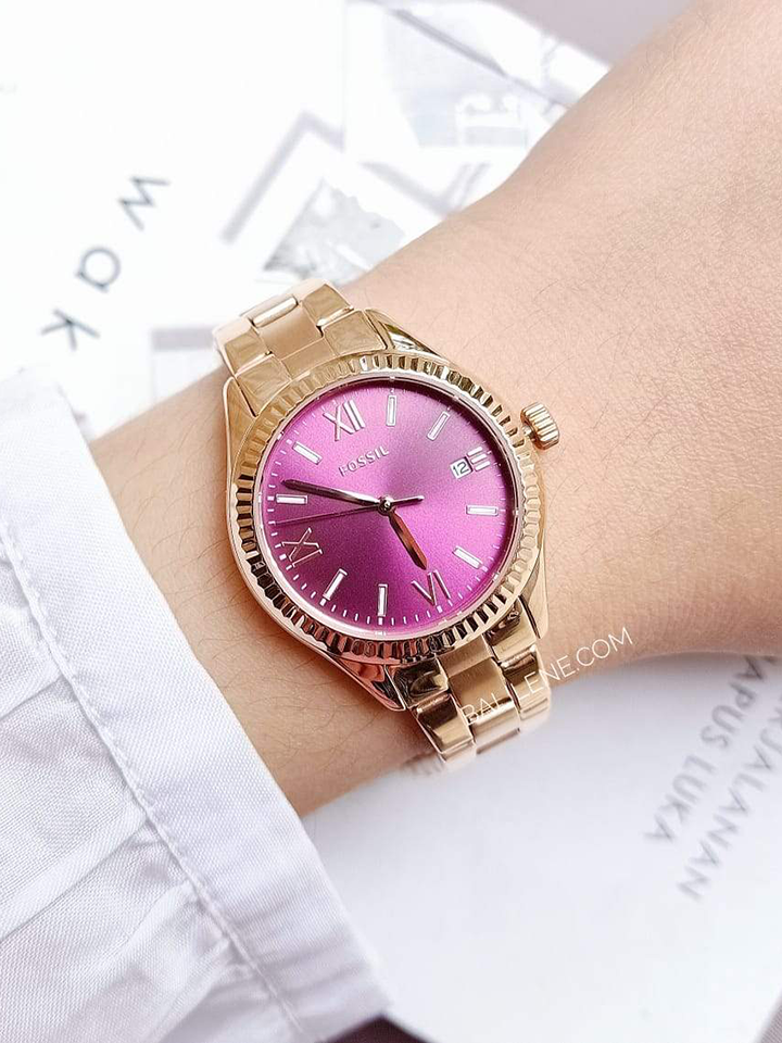 Bq3639 Fossil BQ3636 Rye Three-Hand Date Rose Gold-Tone Stainless