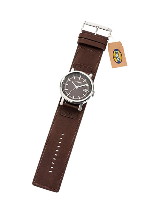 Fossil C221004-1 Armbanduhr Edelstahl Lederband Braun Round Espresso