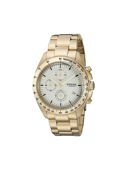 Fossil CH3037 Sport 54 Chronograph Gold Dial Stainless Steel Watch