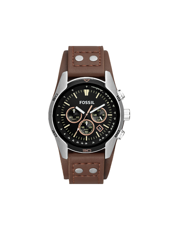 Coachman chronograph black leather watch online