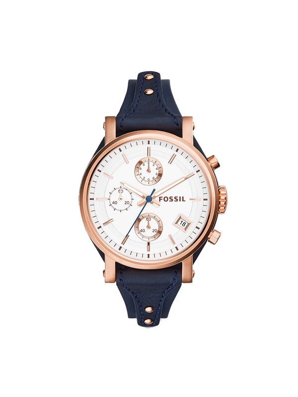 Jam Tangan Fossil ES3838 Boyfriend Chronograph Navy Leather Balilene