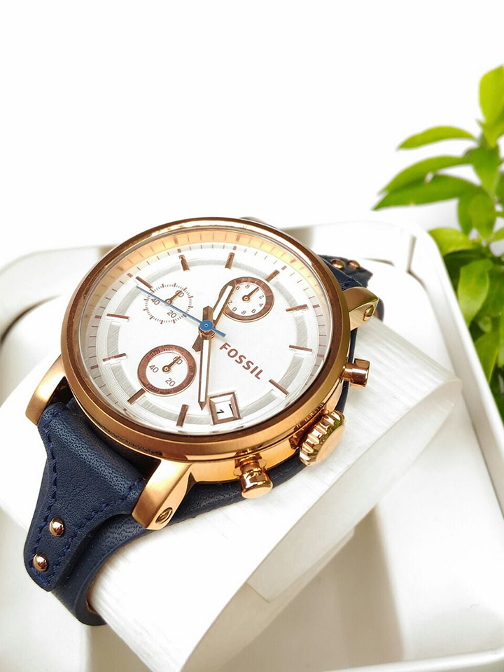 Fossil ES3838 Original Boyfriend Chronograph Navy Leather Watch