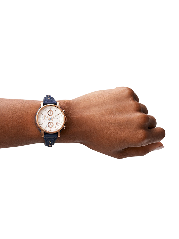 Fossil ES3838 Original Boyfriend Chronograph Navy Leather Watch