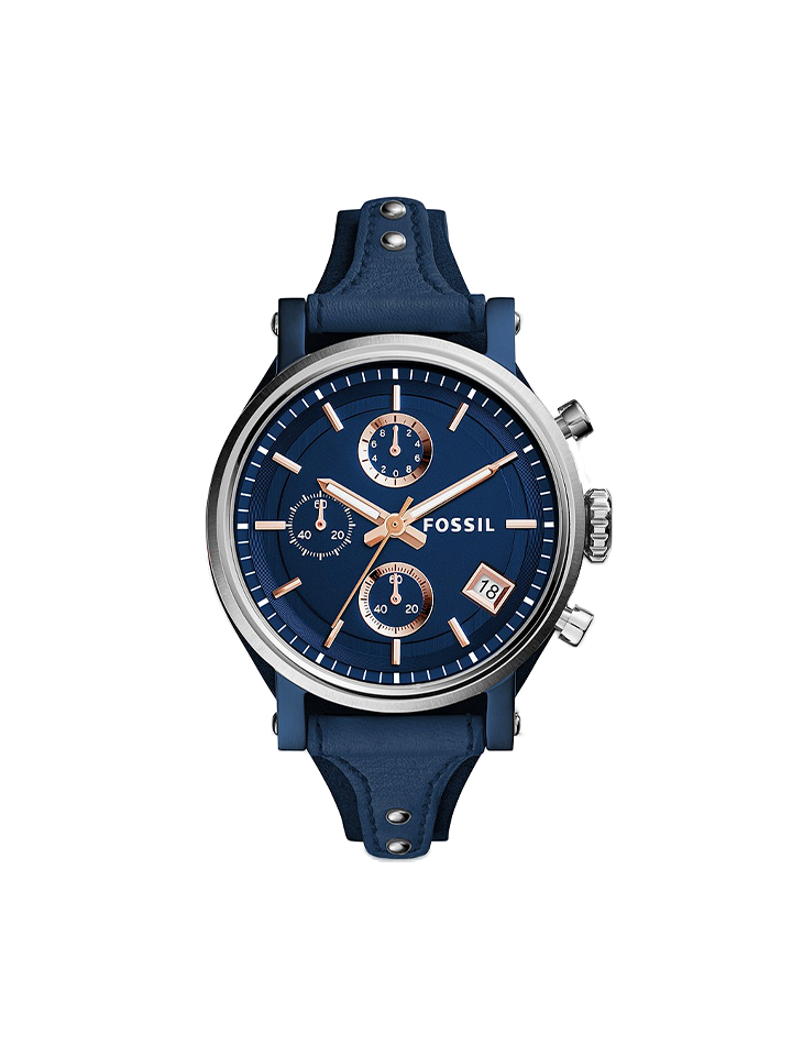 Fossil ES4113 Original Boyfriend Chronograph Blue Leather Watch