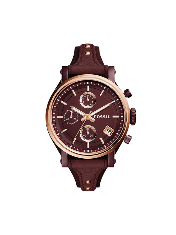 Fossil ES4114 Original Boyfriend Chronograph Wine Leather Watch