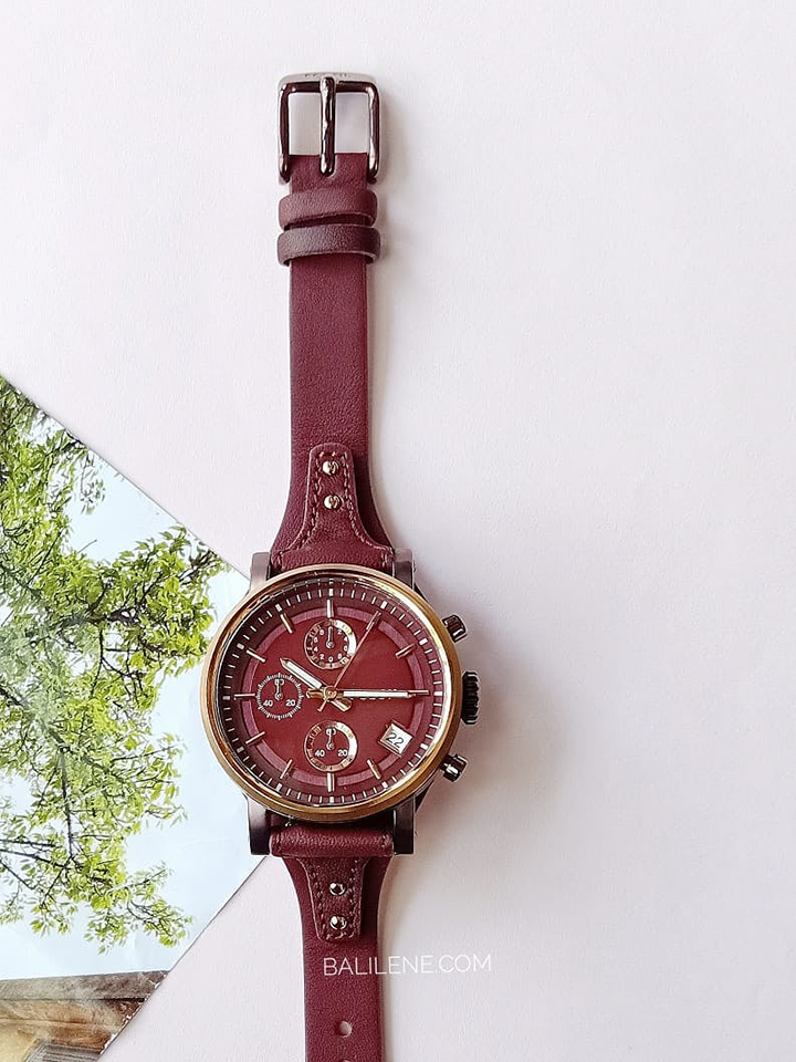 Fossil ES4114 Original Boyfriend Chronograph Wine Leather Watch