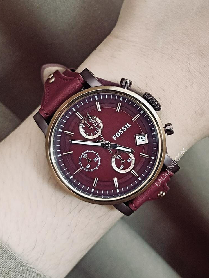 Fossil ES4114 Original Boyfriend Chronograph Wine Leather Watch