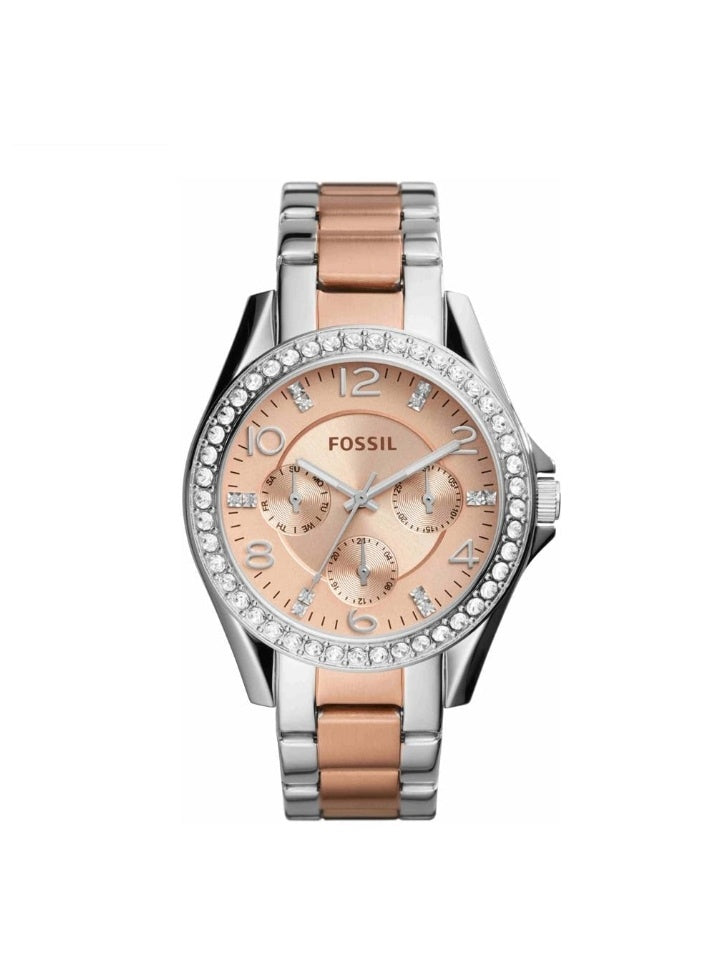 Fossil ES4145 Womens Riley Two-Tone Stainless Steel Bracelet Watch