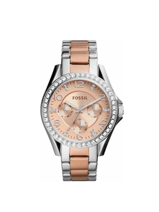 Fossil ES4145 Womens Riley Two-Tone Stainless Steel Bracelet Watch