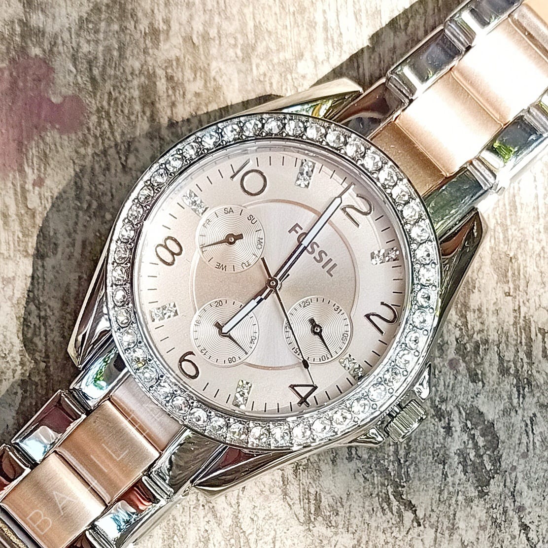 Fossil ES4145 Womens Riley Two-Tone Stainless Steel Bracelet Watch