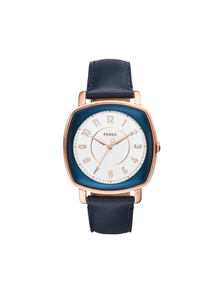 Fossil ES4248SET Idealist Three-Hand Blue Leather Watch and Card Case Box Set