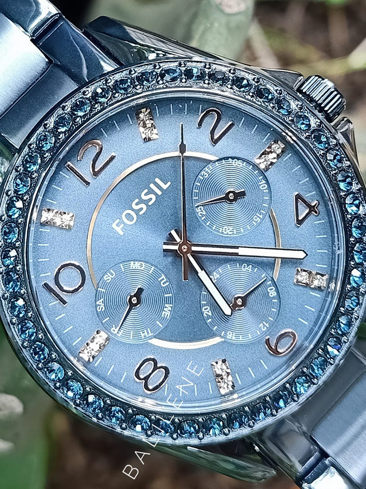 Jam Tangan Fossil Riley Es4294 Multifunction Blue Dial Ladies
