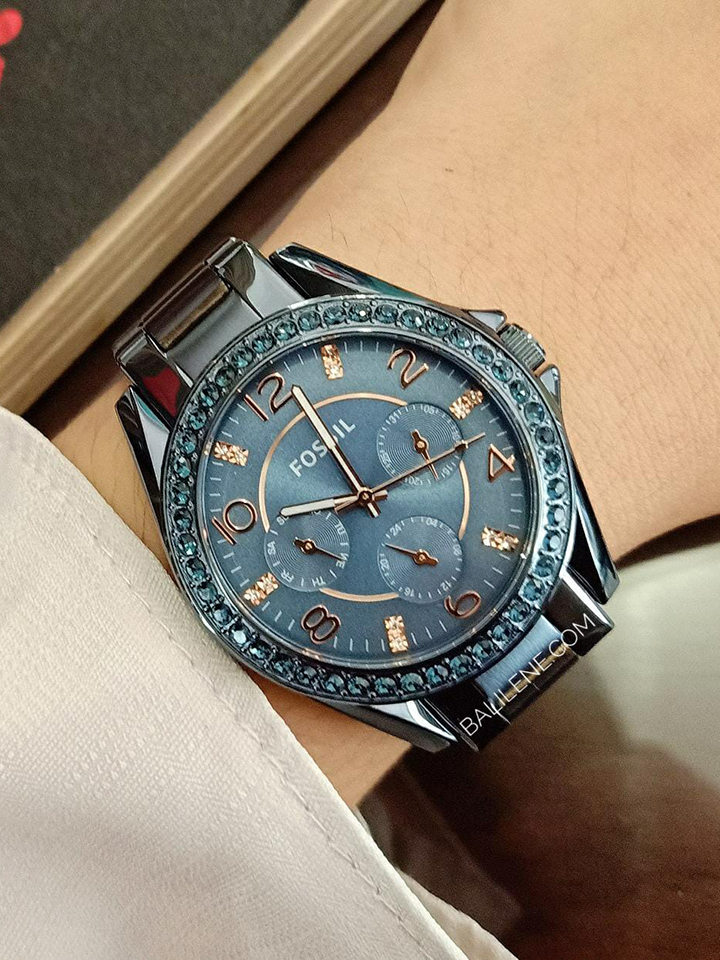 Fossil ES4294 Riley Multifunction Blue Stainless Steel Watch