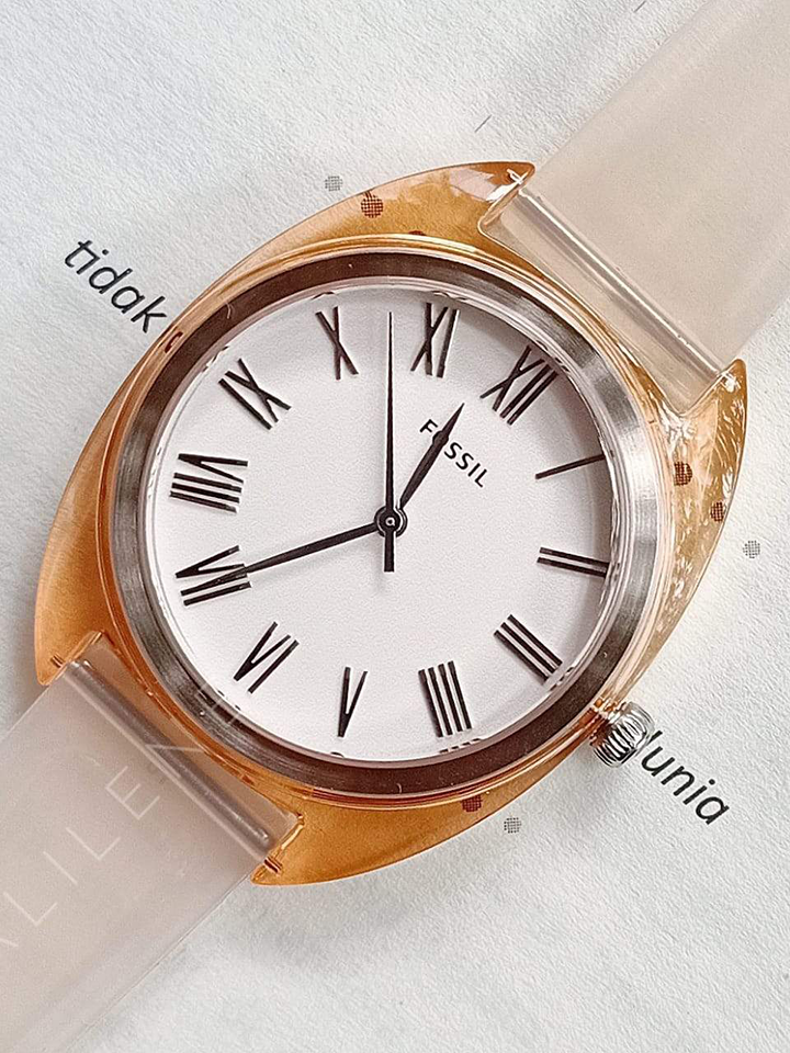 Fossil ES4856 Jude Three Hand Peach Silicone Watch