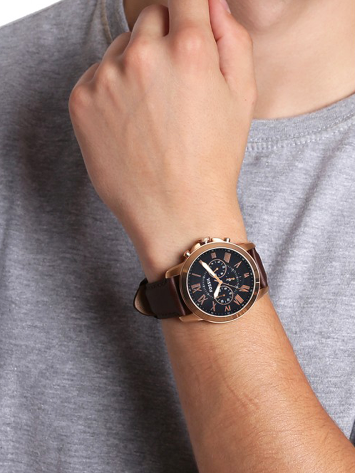 Fossil FS5068 Grant Chronograph Brown Leather Strap Watch