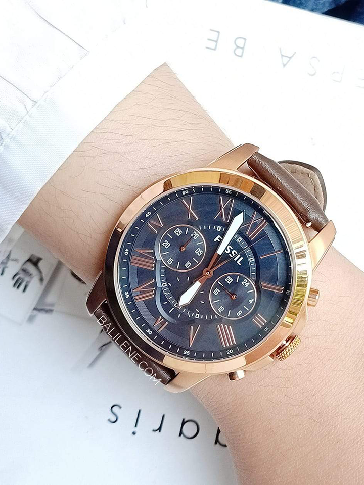 Fossil FS5068 Grant Chronograph Brown Leather Strap Watch