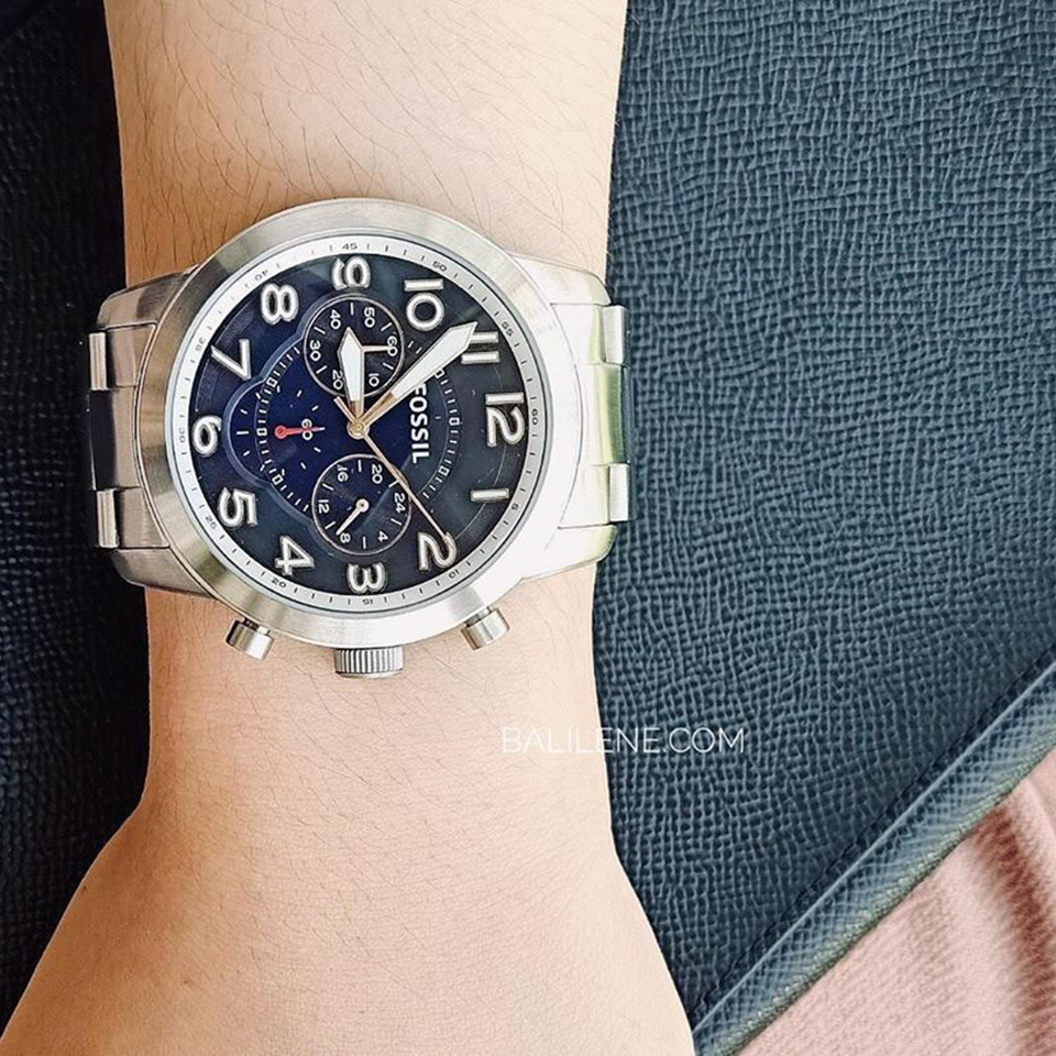 Fossil FS5203 Pilot 54 Chronograph Navy Dial Stainless Steel Watch