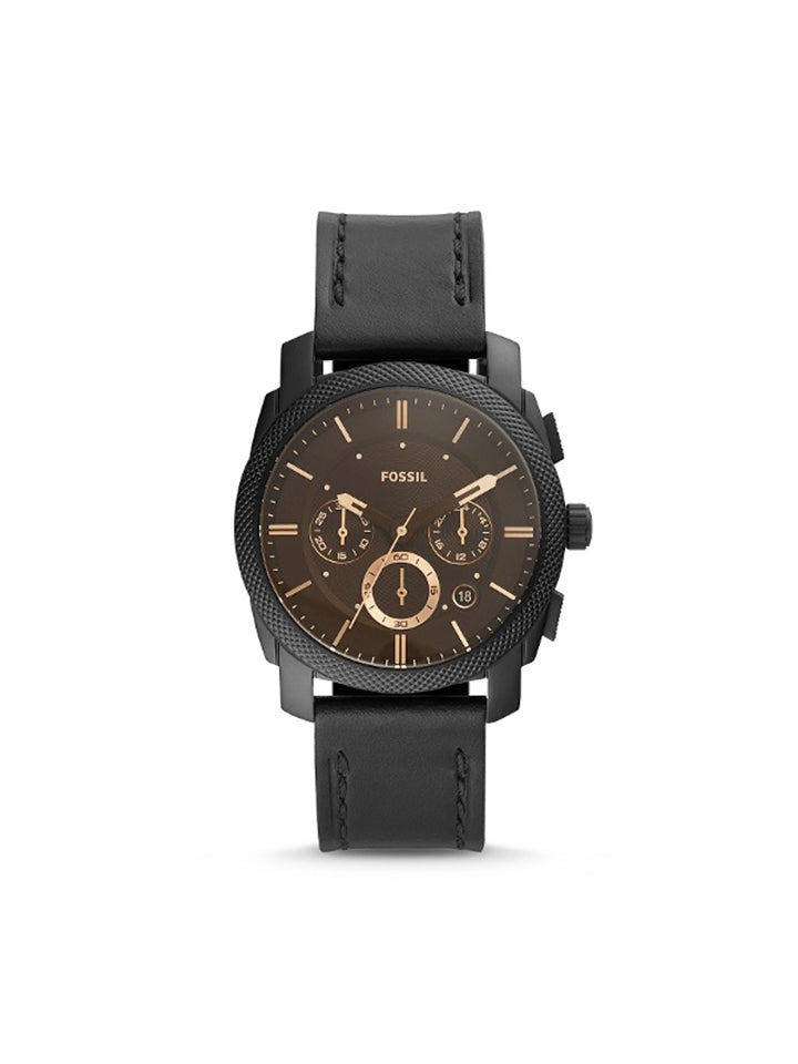 Fossil FS5586 Machine Chronograph Black Leather Watch