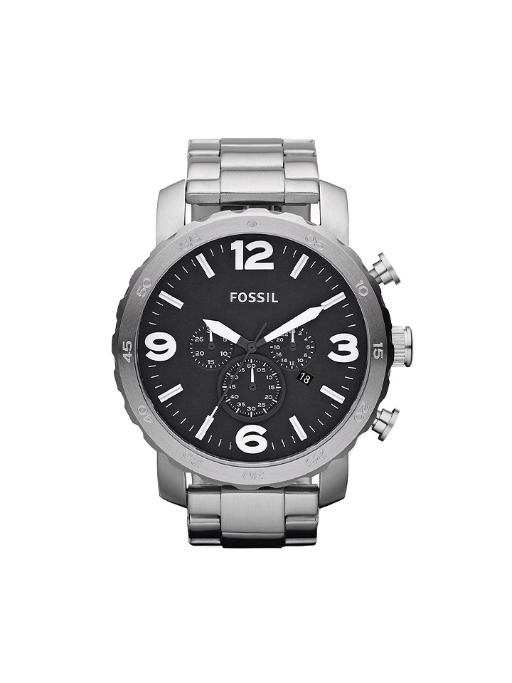 Fossil JR1353 Nate Chronograph Silver Stainless Steel Watch