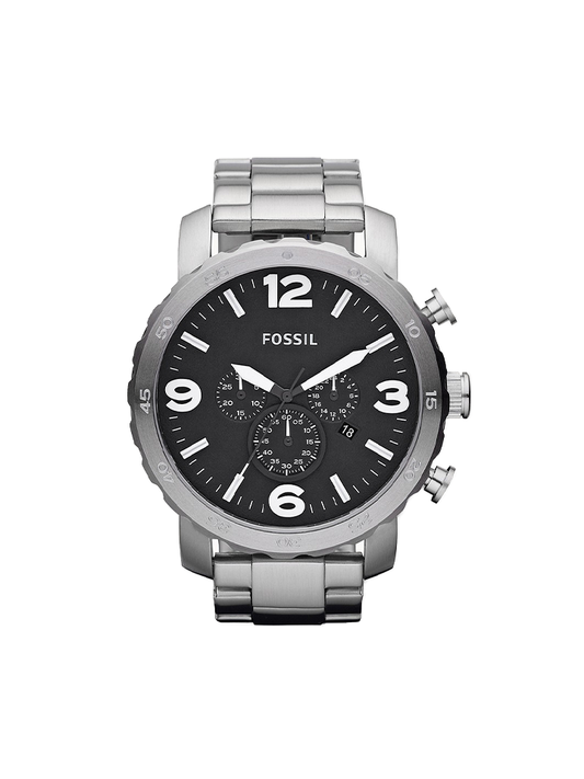 Fossil JR1353 Nate Chronograph Silver Stainless Steel Watch