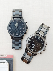 Fossil JR1401 Nate Chronograph Black Stainless Steel Watch