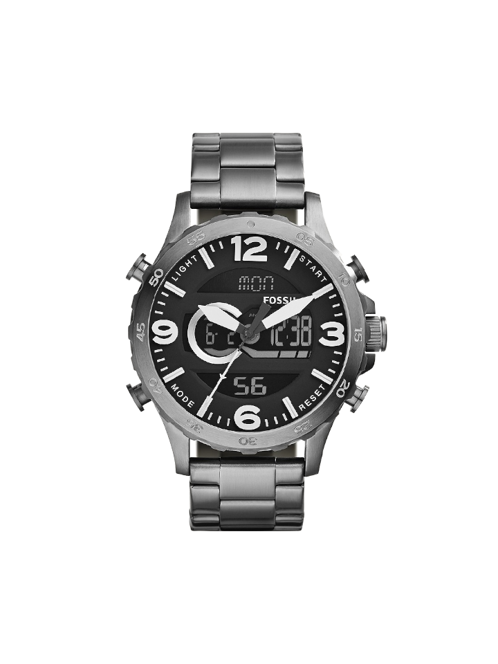 Fossil JR1491 Nate Analog-Digital Smoke Stainless Steel Watch