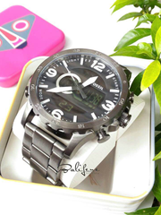 Fossil JR1491 Nate Analog-Digital Smoke Stainless Steel Watch