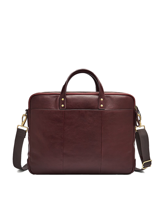 Fossil MBG9342014 Haskell Double Zip Workbag Black Cherry