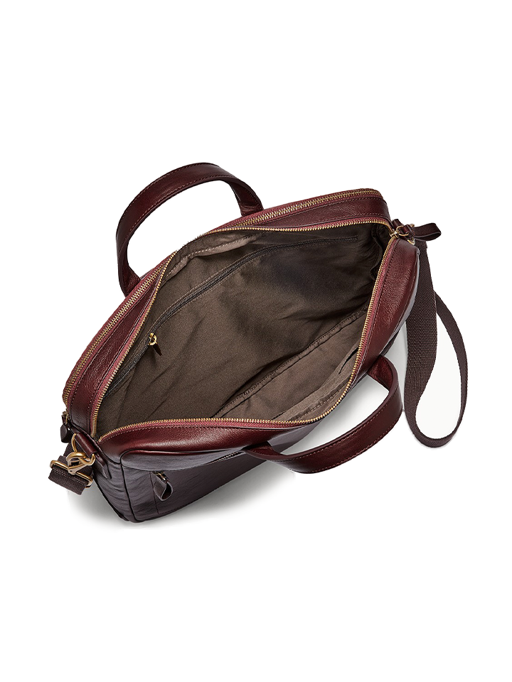 Fossil MBG9342014 Haskell Double Zip Workbag Black Cherry
