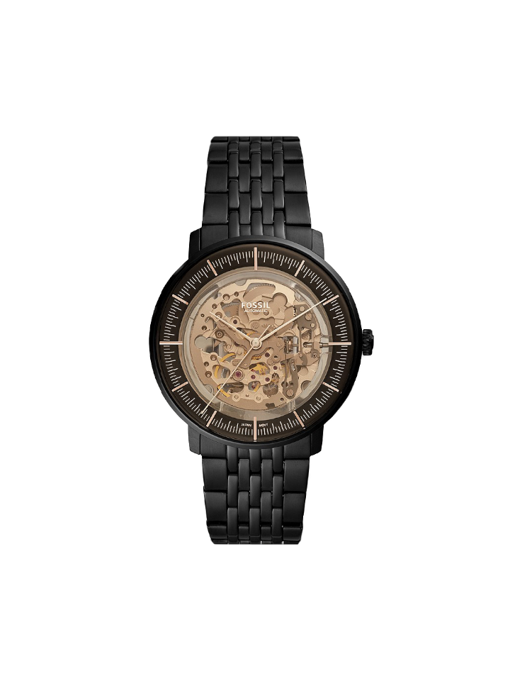 Fossil ME3163 Chase Automatic Black Stainless Steel Watch Black