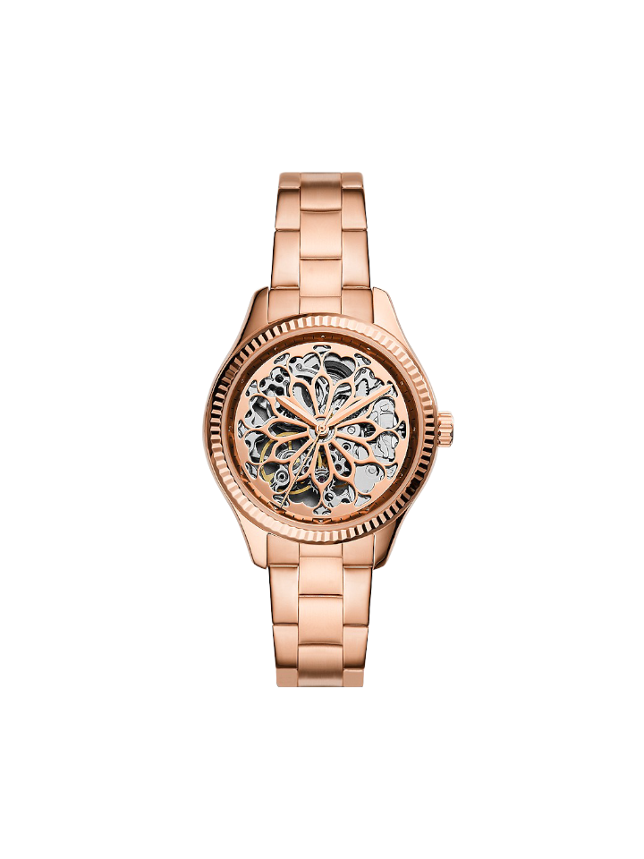 gambar-depan-Fossil-Rye-Automatic-Rose-Gold-Tone-Stainless-Steel-Watch