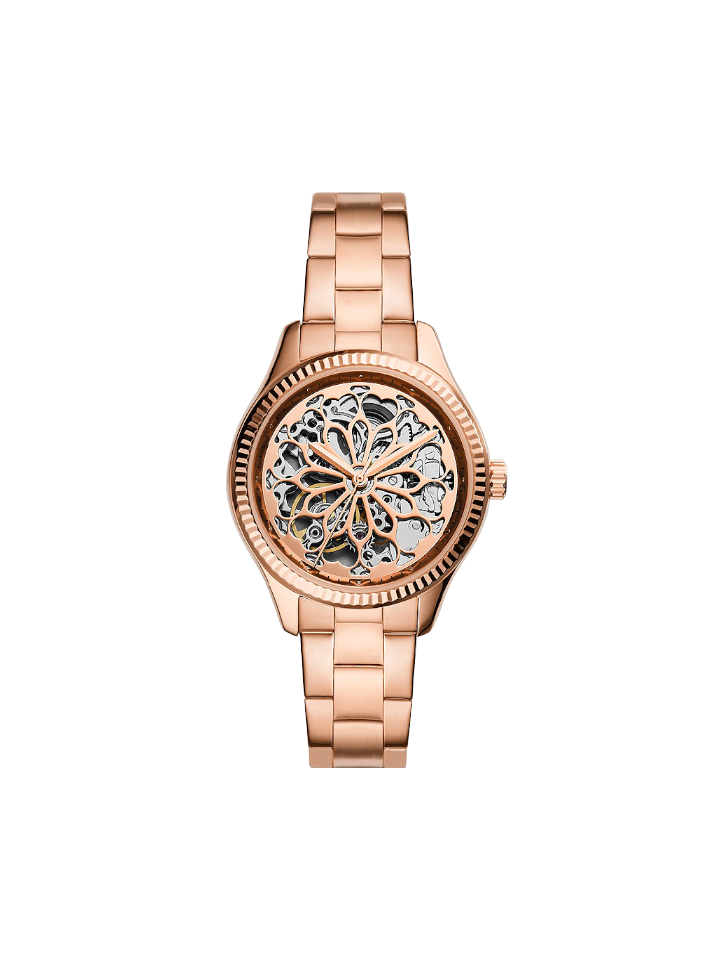 Fossil Rye Automatic Rose Gold Tone Stainless Steel Watch Balilene