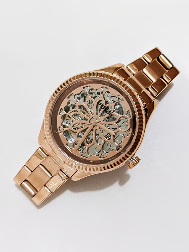 Fossil Rye Automatic Rose Gold Tone Stainless Steel Watch Balilene