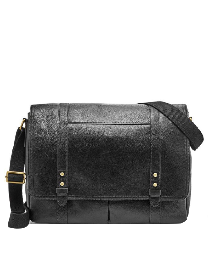 Fossil SBG1130001 Travis Messenger Black Leather Bag – Balilene